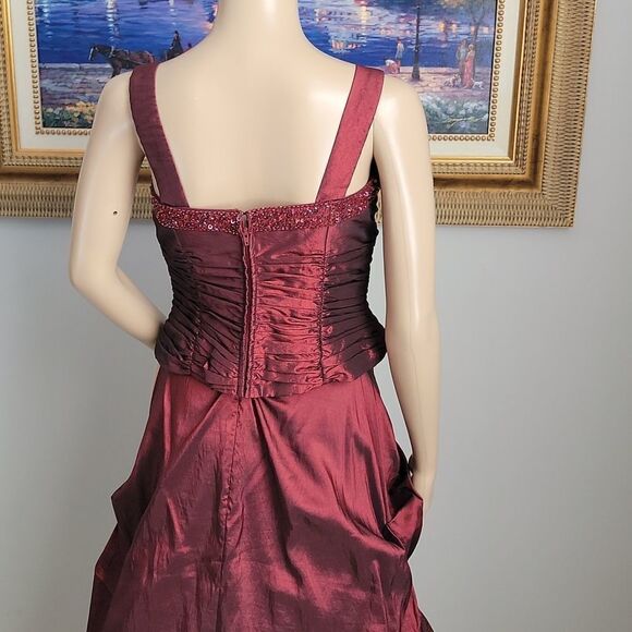 Burgendy red taffeta evening dress 2 piece fits size 6-8 ❤ - Picture 8 of 16